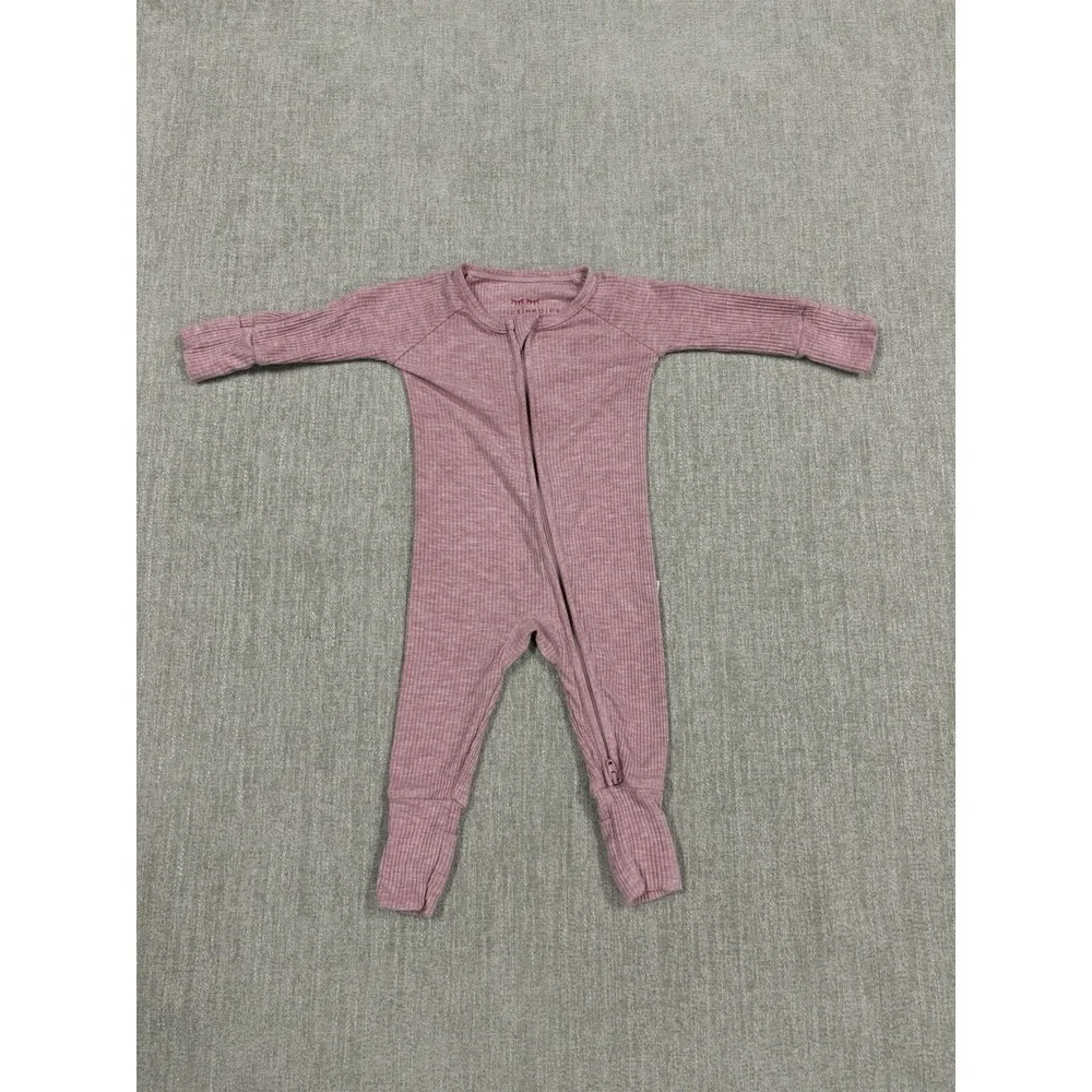 Little Sleepies Heather Mauve Ribbed Zippy Bamboo Pajama Size Newborn NB